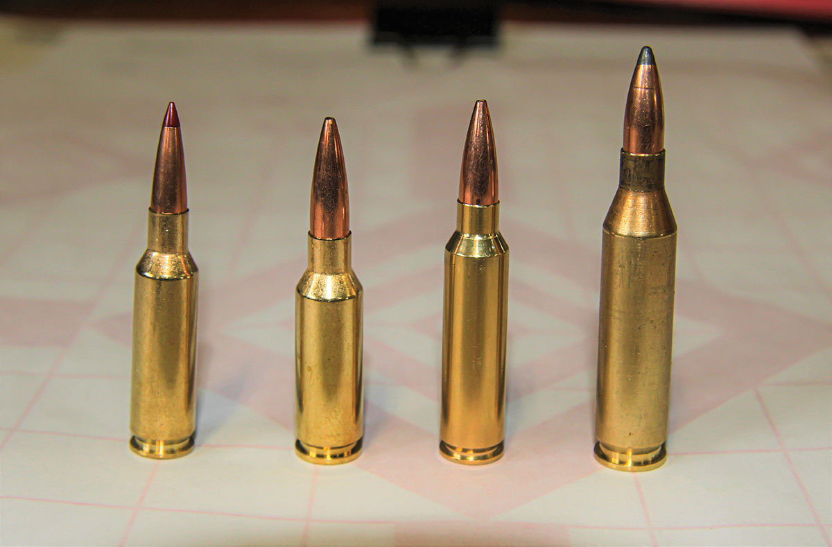 Shown for comparison (left to right): the 224 Valkyrie, 6mm ARC, 24 York under discussion here and the venerable 243 Winchester.